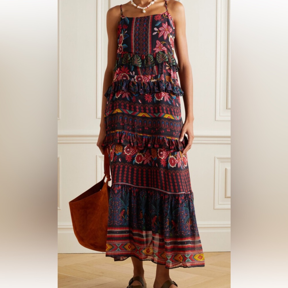 NWT Farm Rio brand tiered voile maxi dress in size small